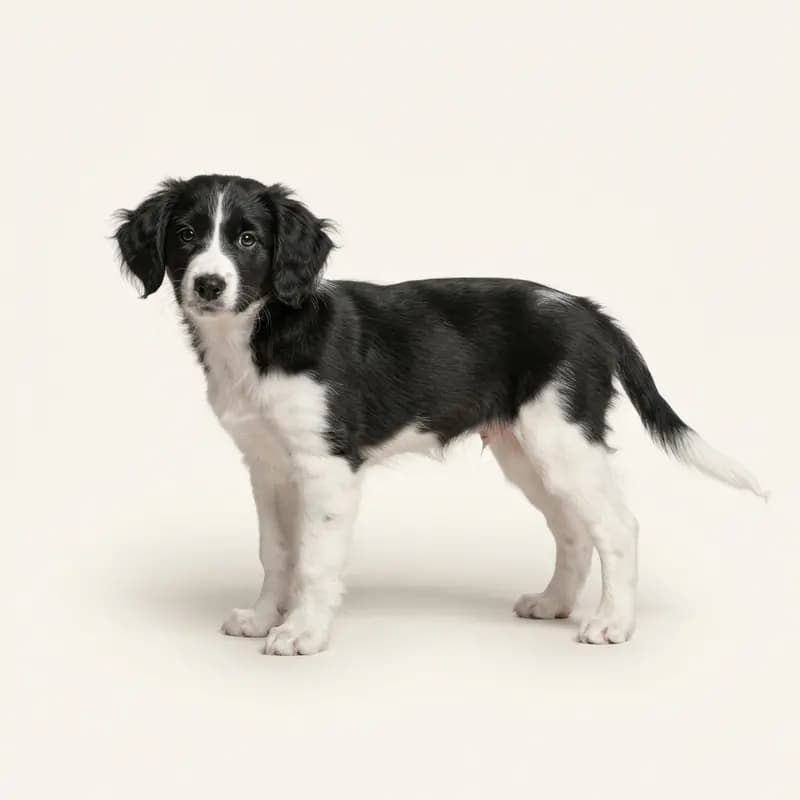 Nederlandse Kooikerhondje Welpe in Zwart-wit