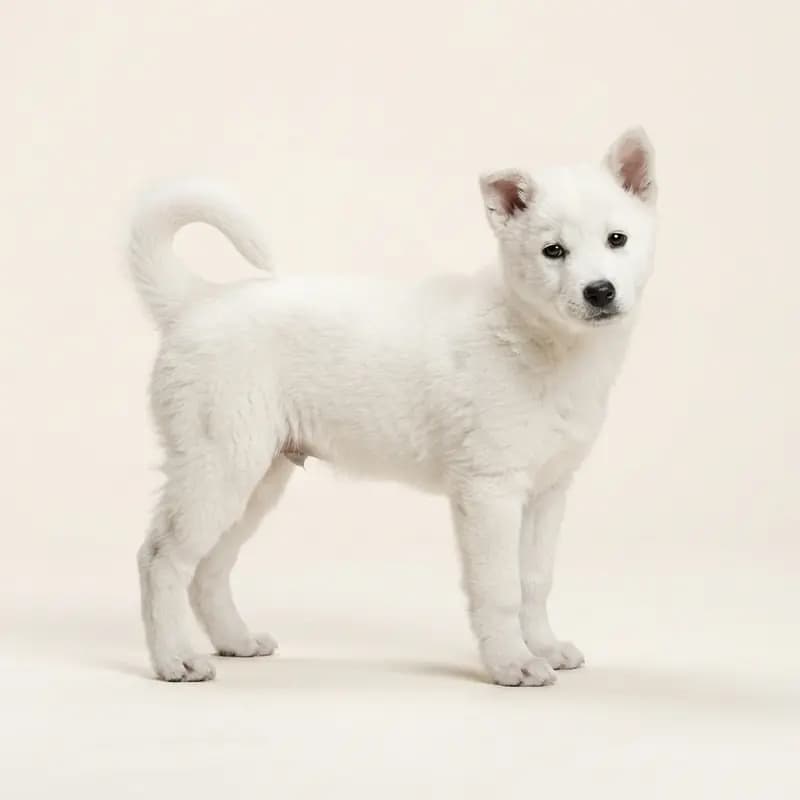 Jindo Welpe in Hvid
