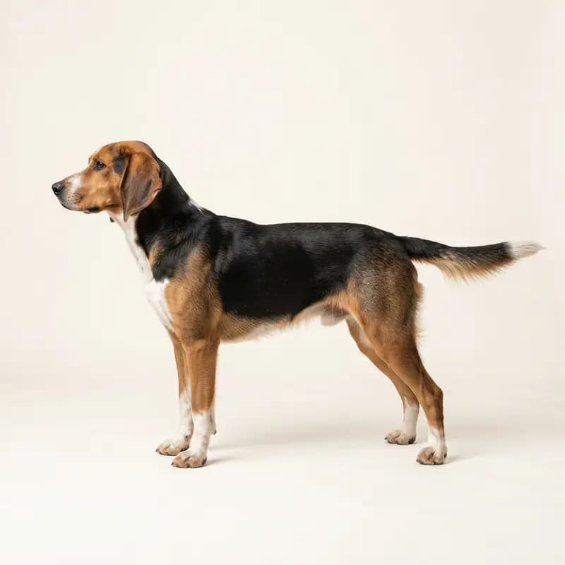 Orta uzunlukta tüy tüy tipine sahip İngiliz Coonhound