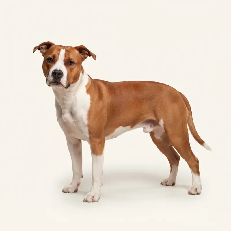 Voksen Amerikansk Staffordshire Terrier i Rød-hvid
