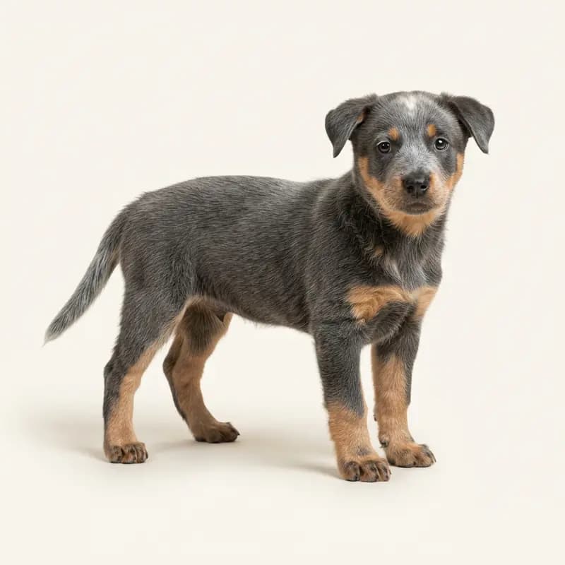 Australsk Stumpy Tail Cattle Dog Welpe in Blå med tan