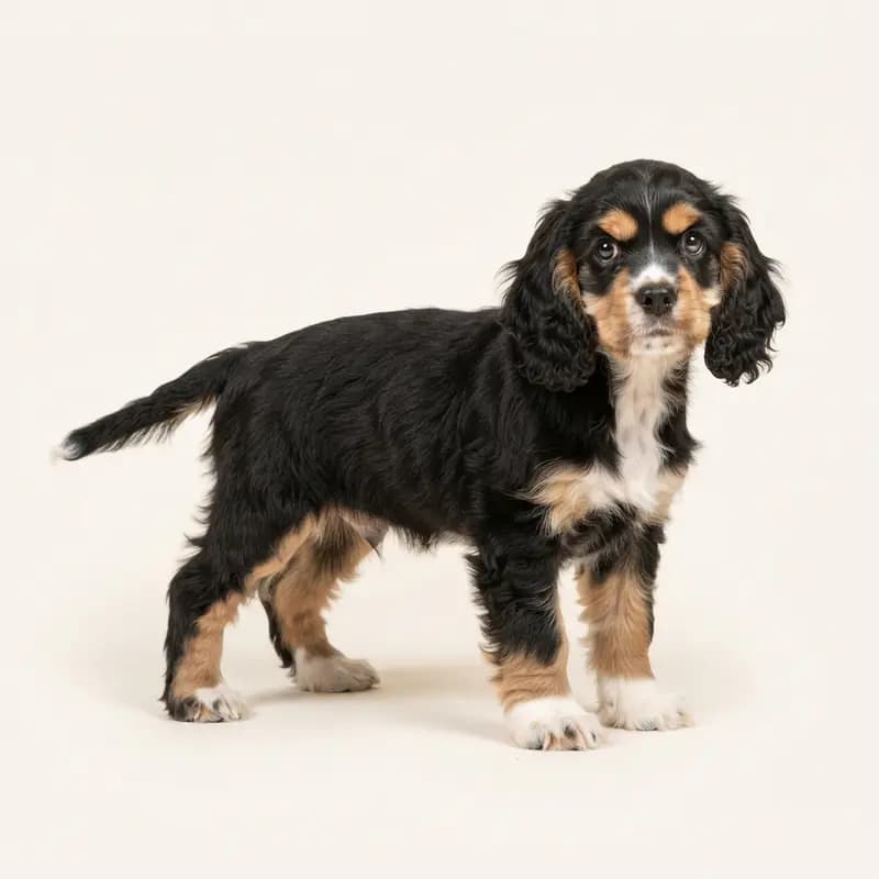 Amerikansk Cocker Spaniel Welpe in Trefarvet