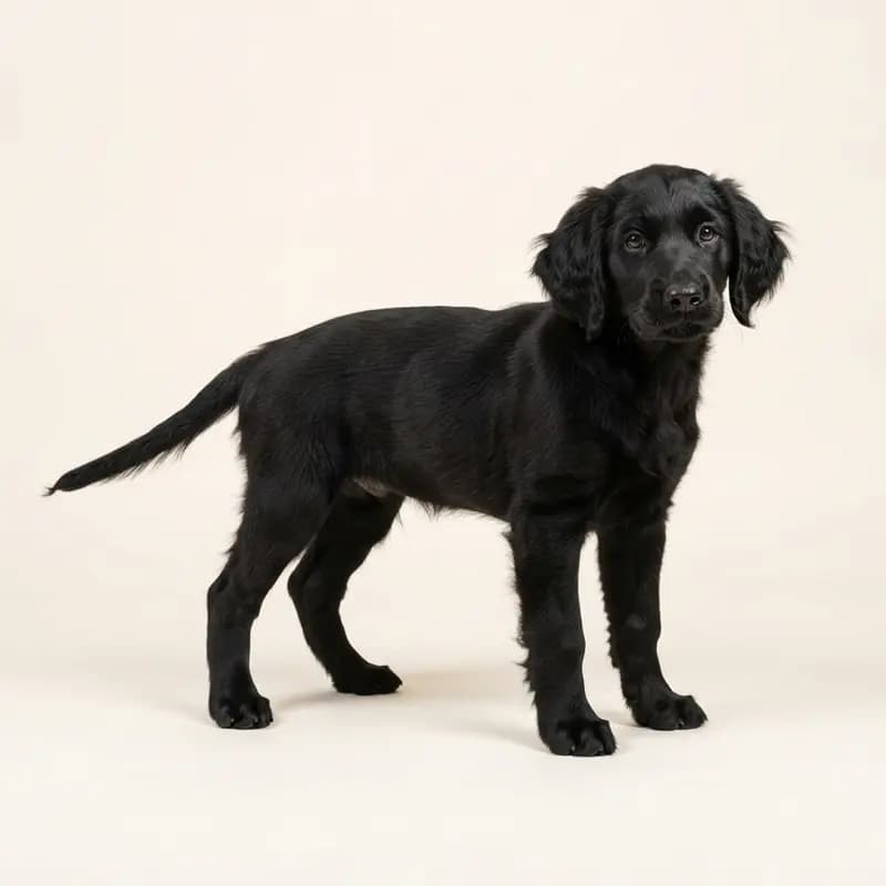 Langhåret hønsehund Welpe in Sort
