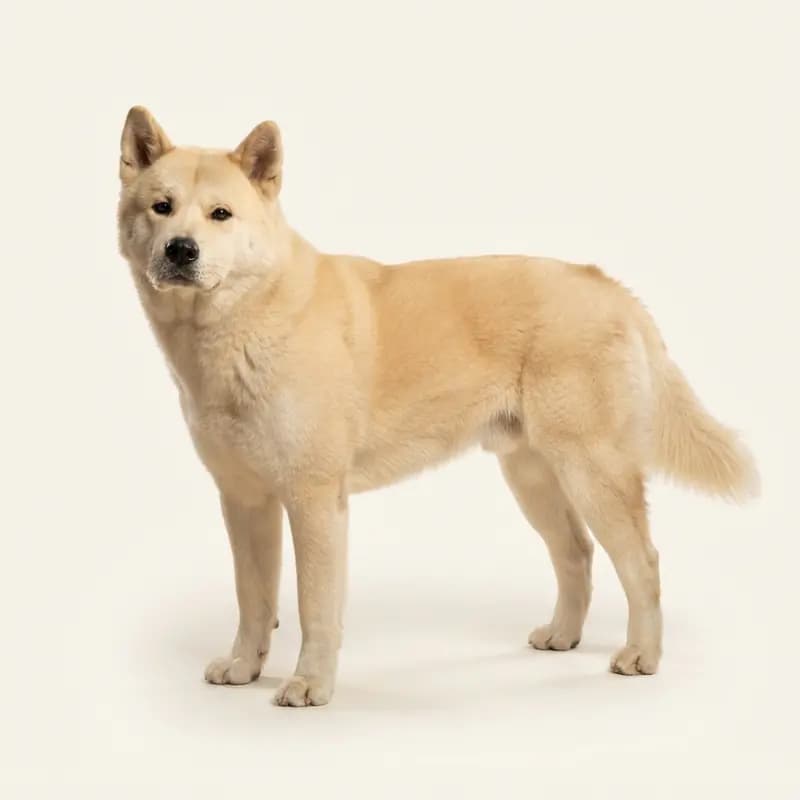 Fawn renginde yetişkin Amerikan Akita