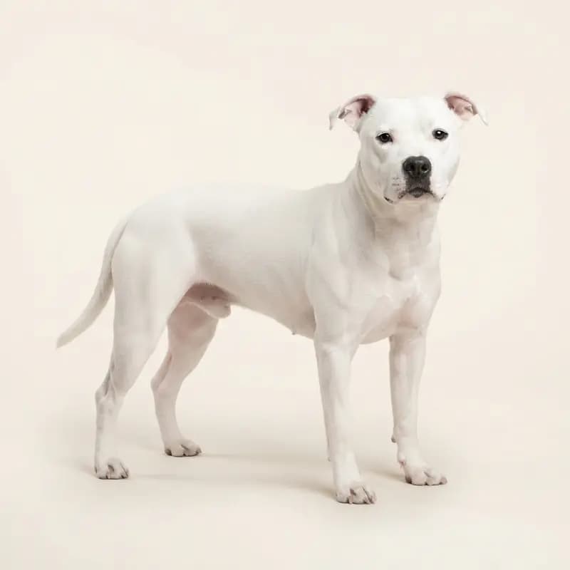 Voksen Amerikansk Staffordshire Terrier i Hvid
