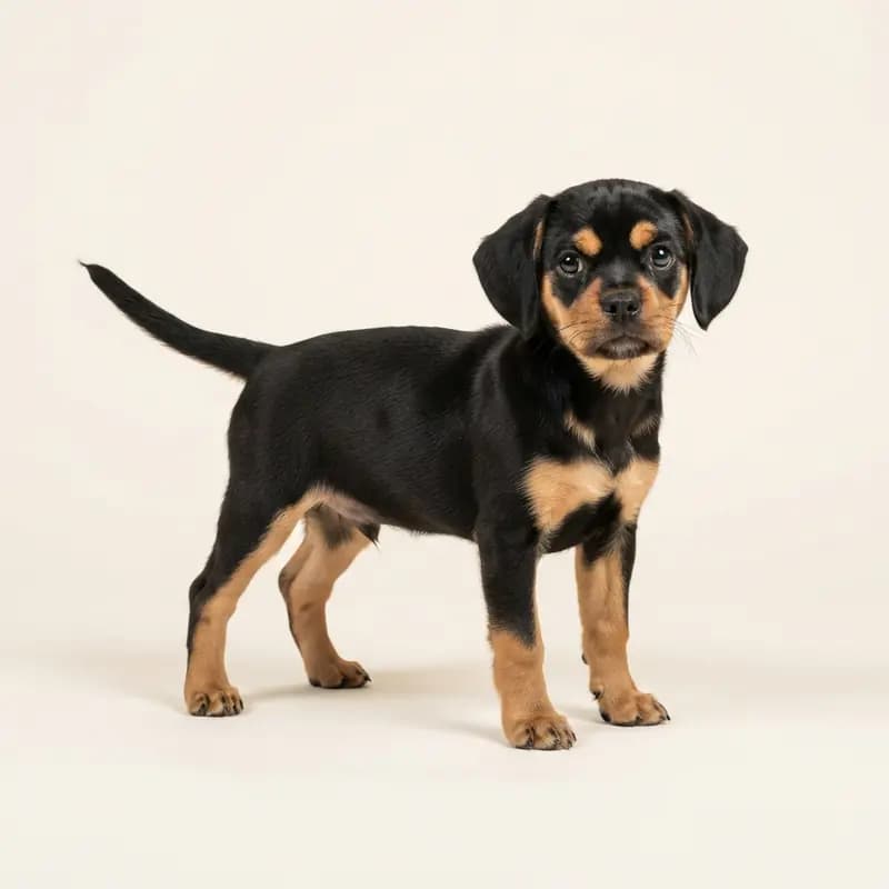 Puggle Welpe in Sort med tan