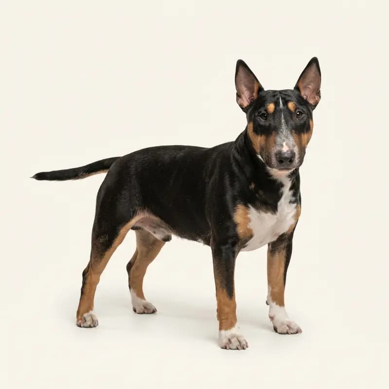Bull Terrier miniature adulte en Tricolore