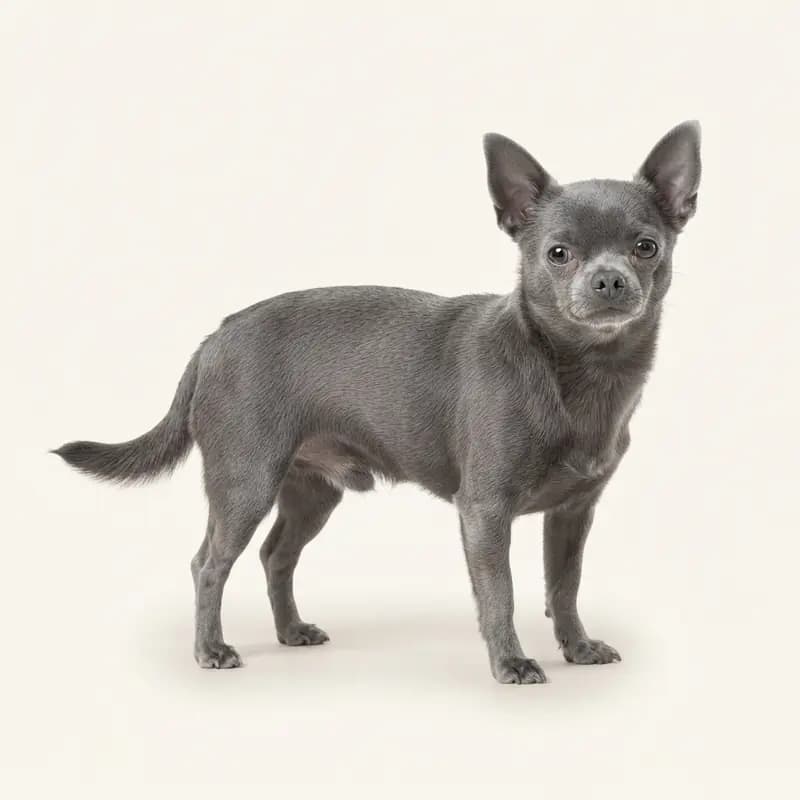 Mavi renginde yetişkin Chihuahua