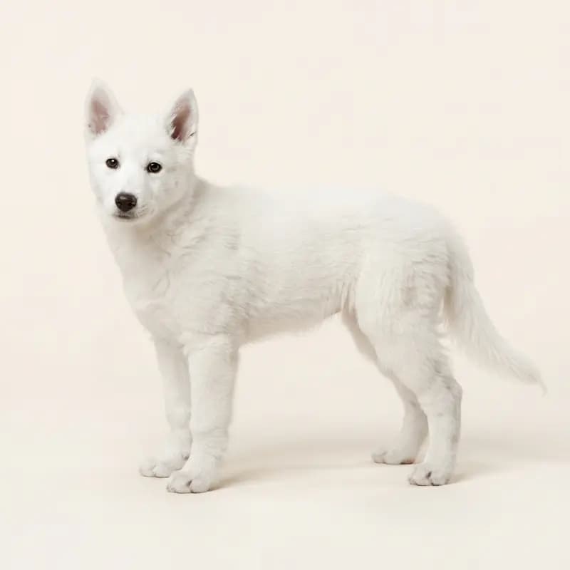 Laika (Rus-Avrupalı) Welpe in Beyaz
