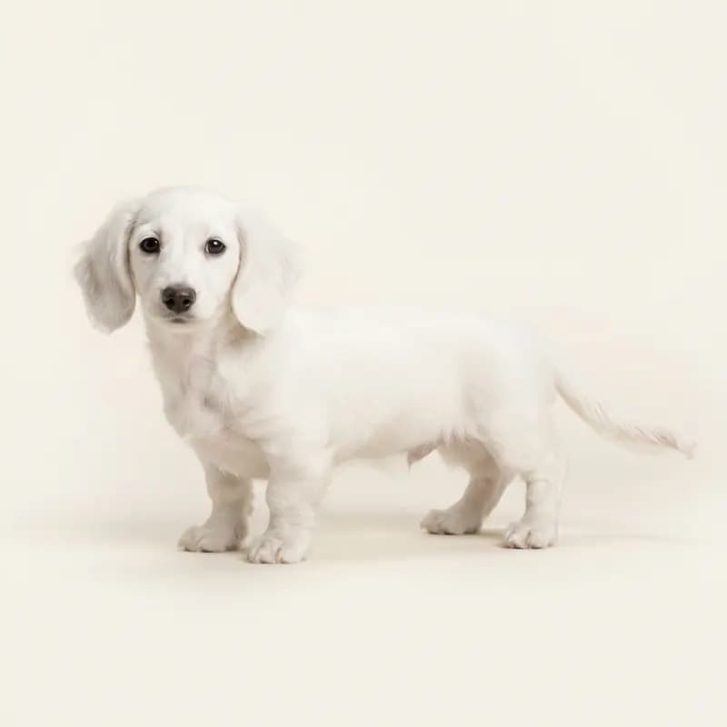 Teckel nain Welpe in Blanc