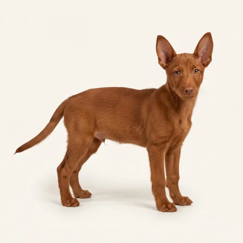 Podenco Canario Welpe in Kırmızı