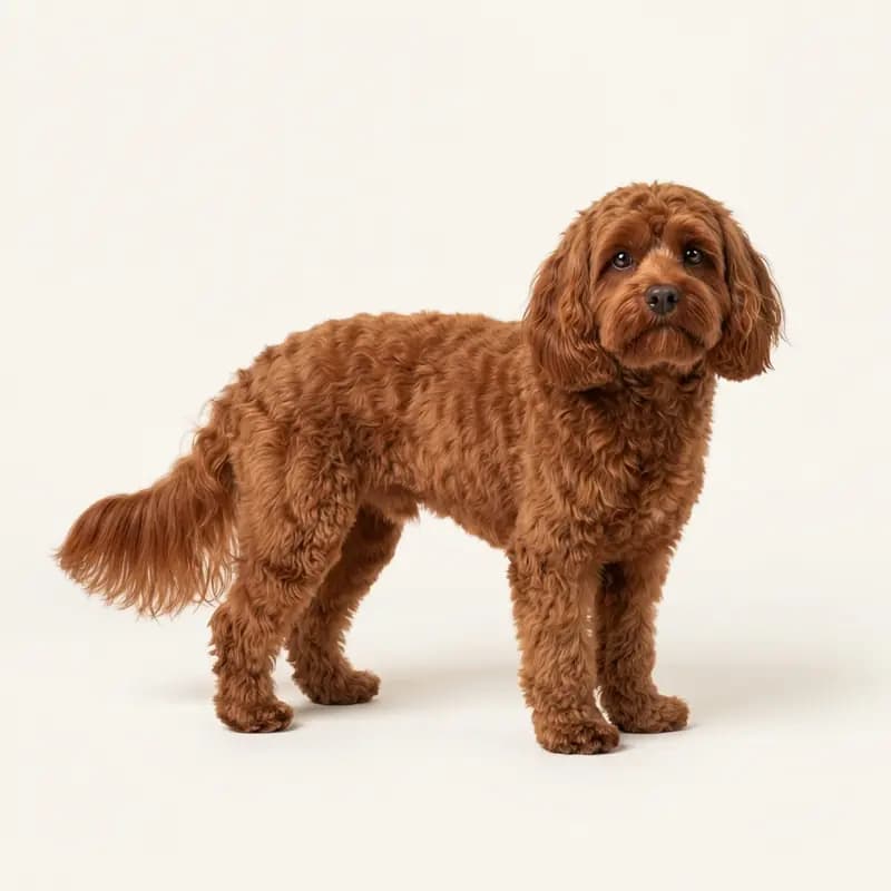 Voksen Cavapoo i Rød