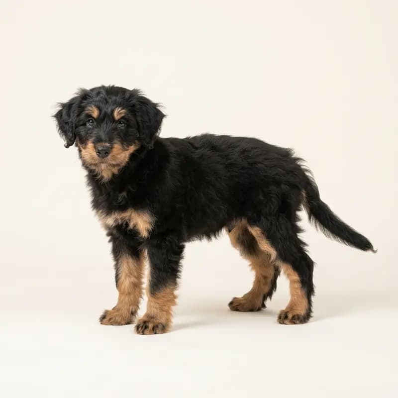 Cão da Serra de Aires Welpe in Zwart met tan