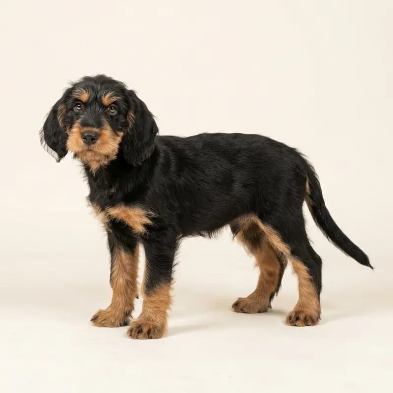 Otterhound Welpe in Sort med tan