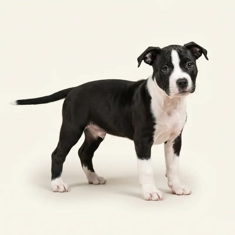 Amerikansk Staffordshire Terrier Welpe in Sort-hvid