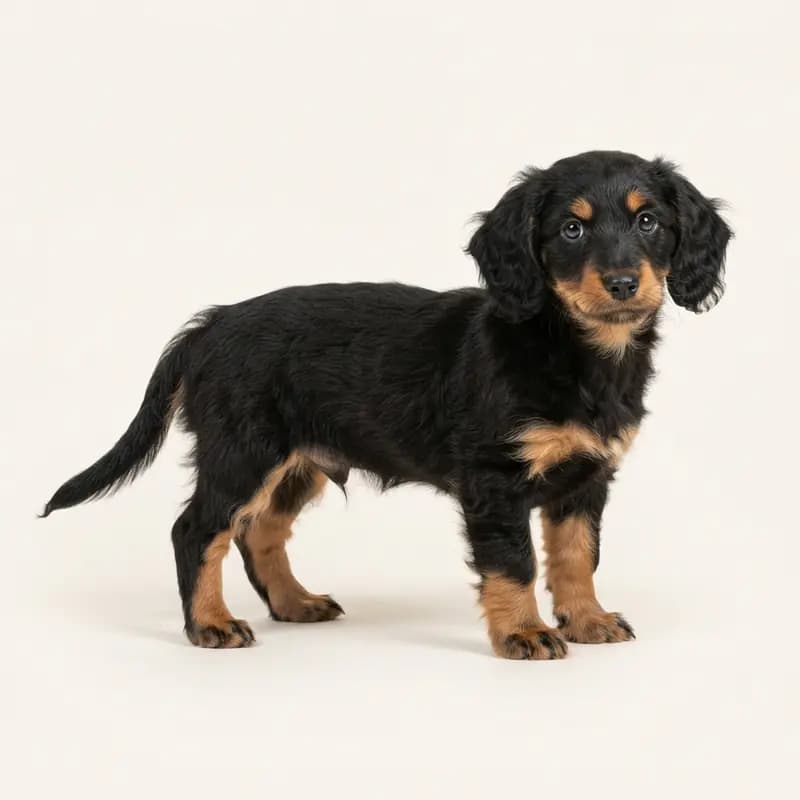 Doxiepoo Welpe in Sort med tan