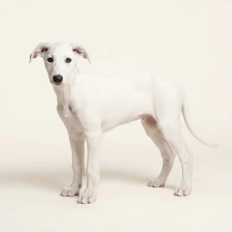 Galgo Español Welpe in Hvid