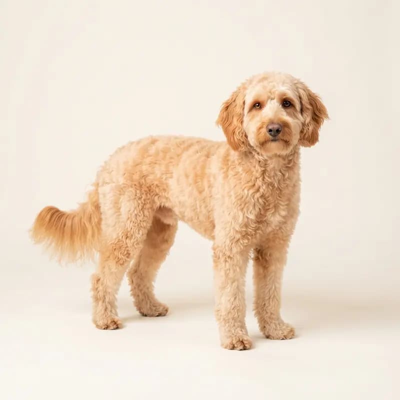 Volwassen Aussiedoodle in Abrikoos
