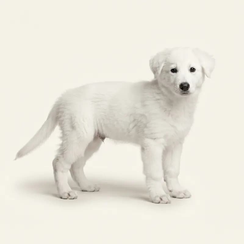 Canadisk Hyrdehund Welpe in Hvid