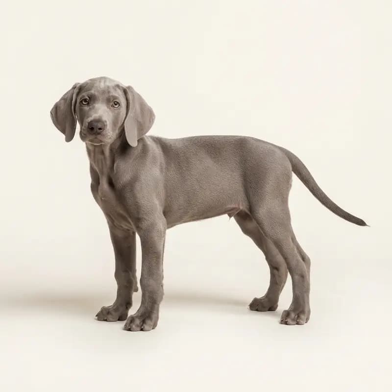 Korthåret Weimaraner Welpe in Grå