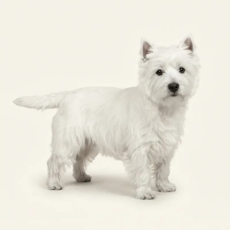 Voksen Cairn Terrier i Hvid