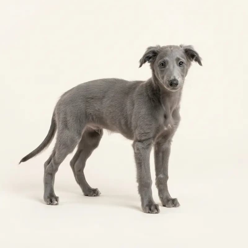 Silken Windhound Welpe in Grijs