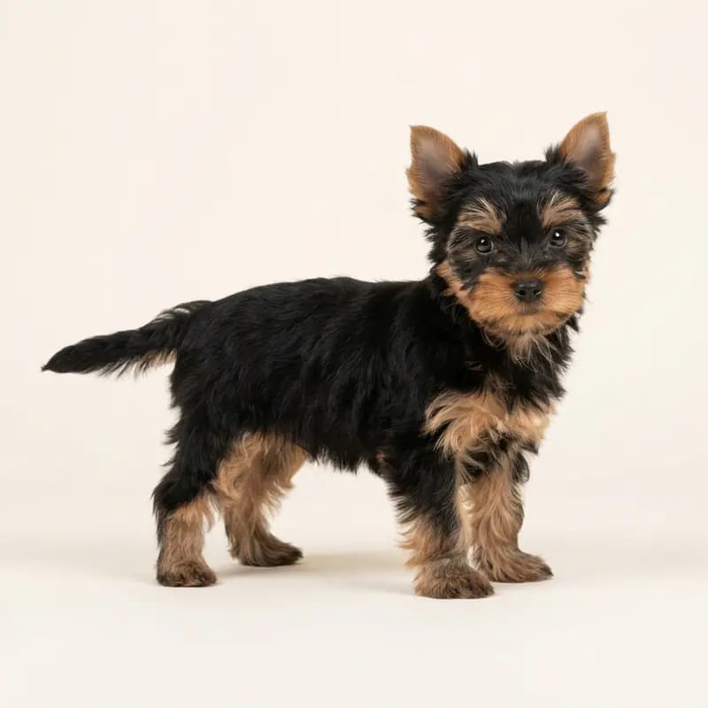Yorkshire Terrier Welpe in Noir et feu