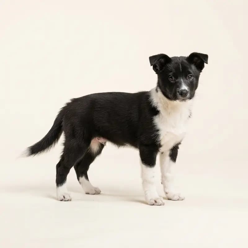 Norveç Lundehund Welpe in Siyah-beyaz