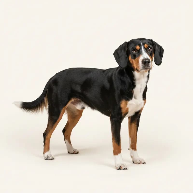 Volwassen Kleine Berner Laufhond in Driekleurig