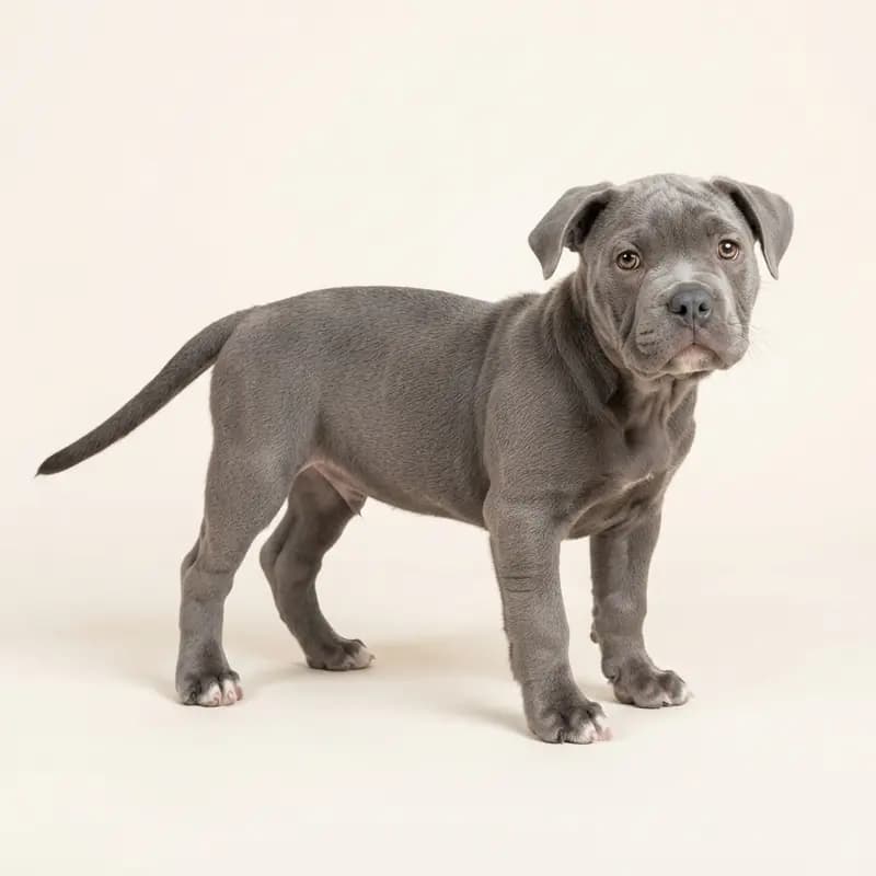 Eski İngiliz Bulldog Welpe in Mavi