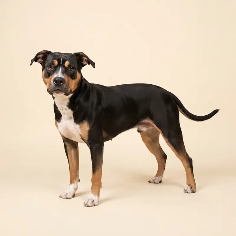 Volwassen Amerikaanse Pitbullterriër in Driekleurig