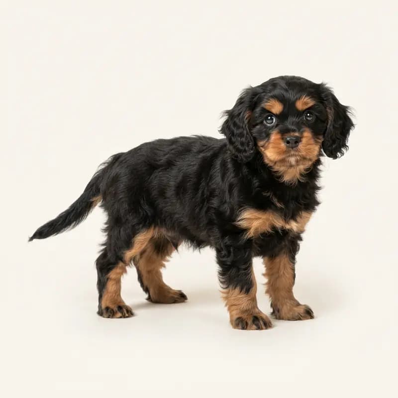 Cavachon Welpe in Sort med tan