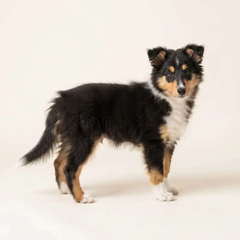 Langhåret Collie Welpe in Trefarvet