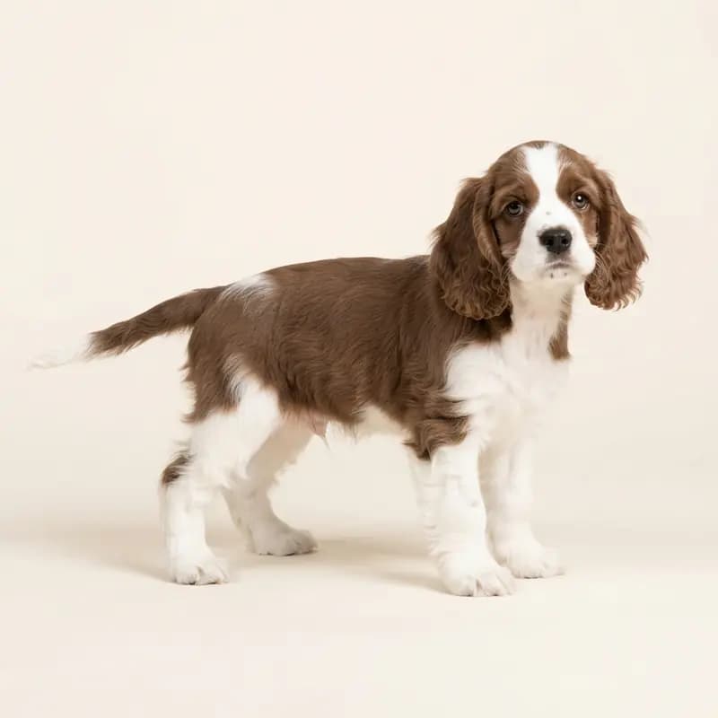 Amerikansk Cocker Spaniel Welpe in Brun-hvid