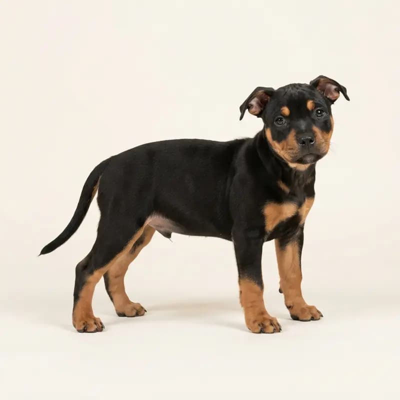 Staffordshire Bull Terrier Welpe in Noir et feu