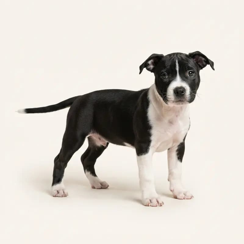 Staffordshire Bull Terrier Welpe in Noir et blanc