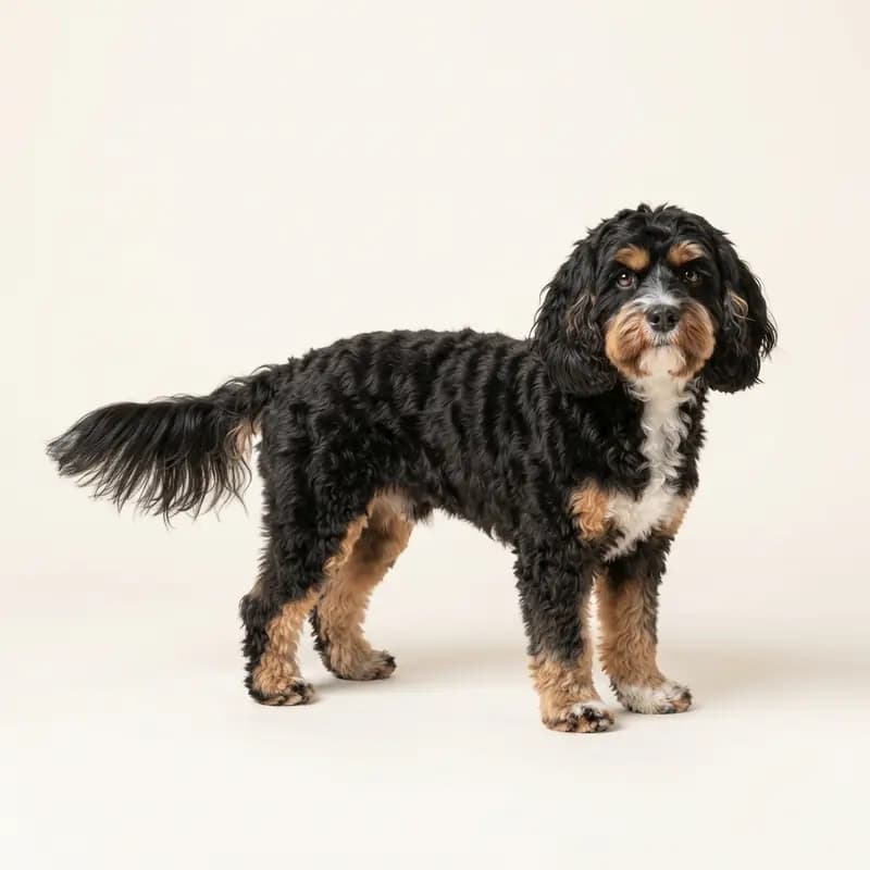 Voksen Cavapoo i Trefarvet