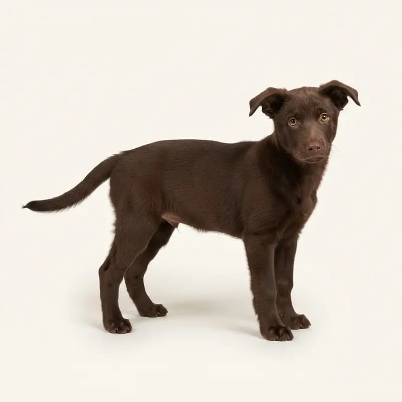 Çalışan Kelpie Welpe in Çikolata kahvesi