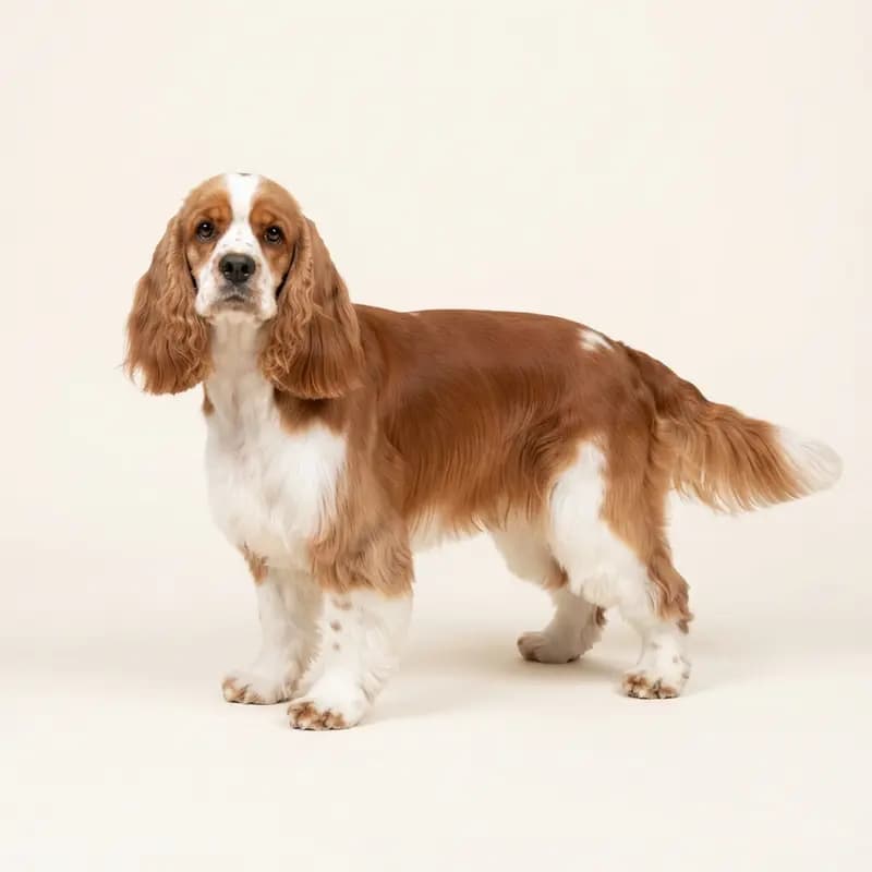 Voksen Amerikansk Cocker Spaniel i Rød-hvid