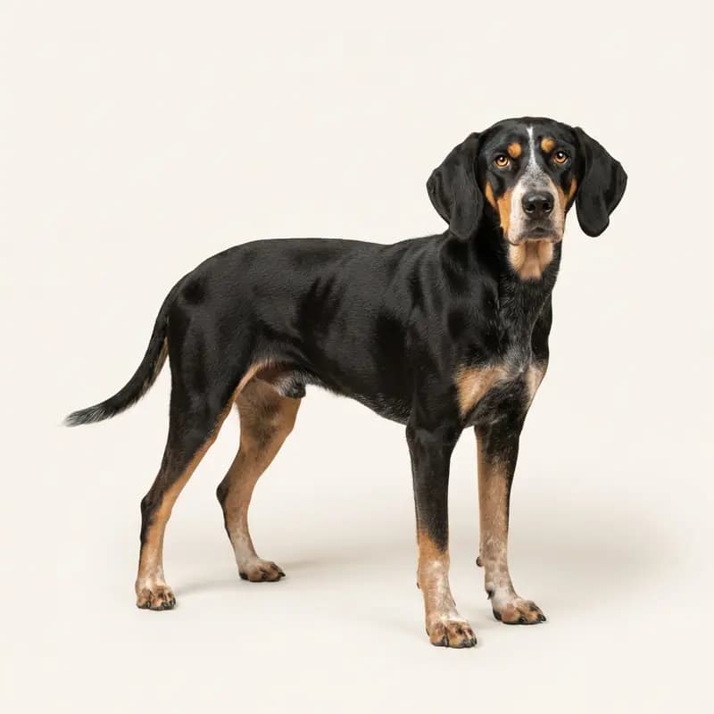 Voksen Bluetick Coonhound i Trefarvet