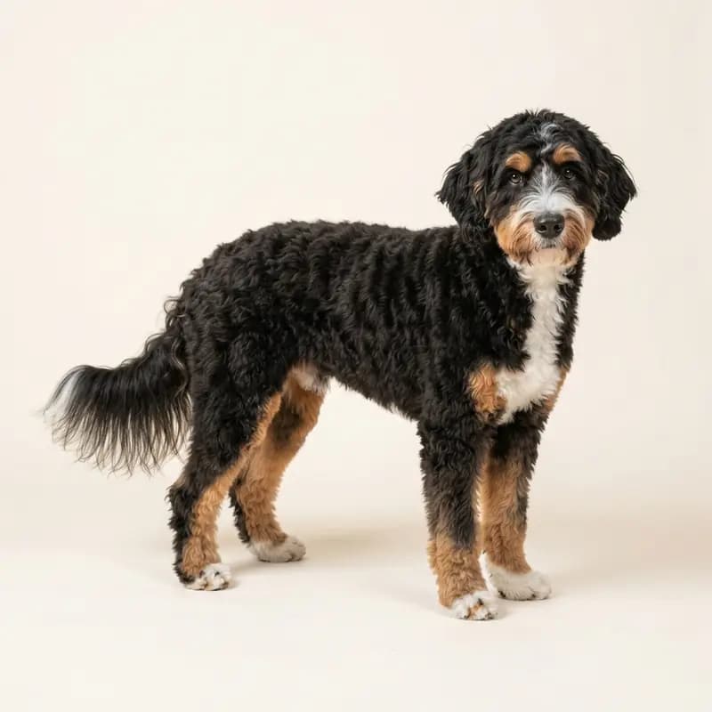Voksen Bernedoodle i Trefarvet