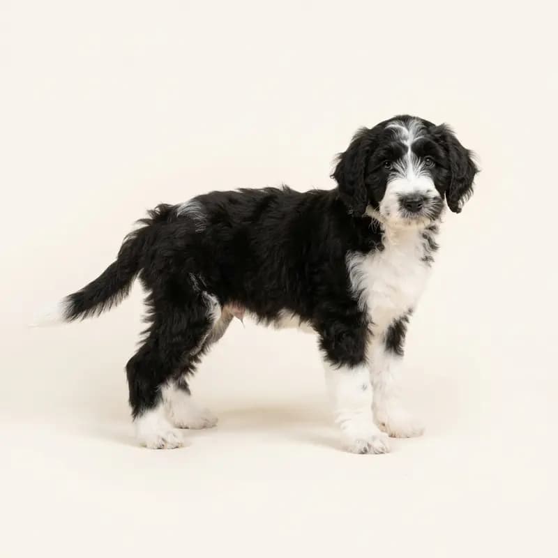 Sheepadoodle Welpe in Sort-hvid
