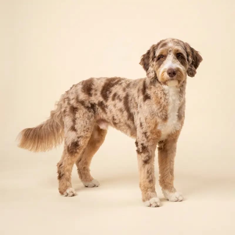 Voksen Bernedoodle i Red merle