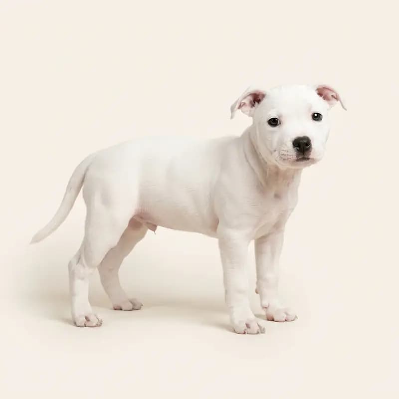 Staffordshire Bull Terrier Welpe in Blanc
