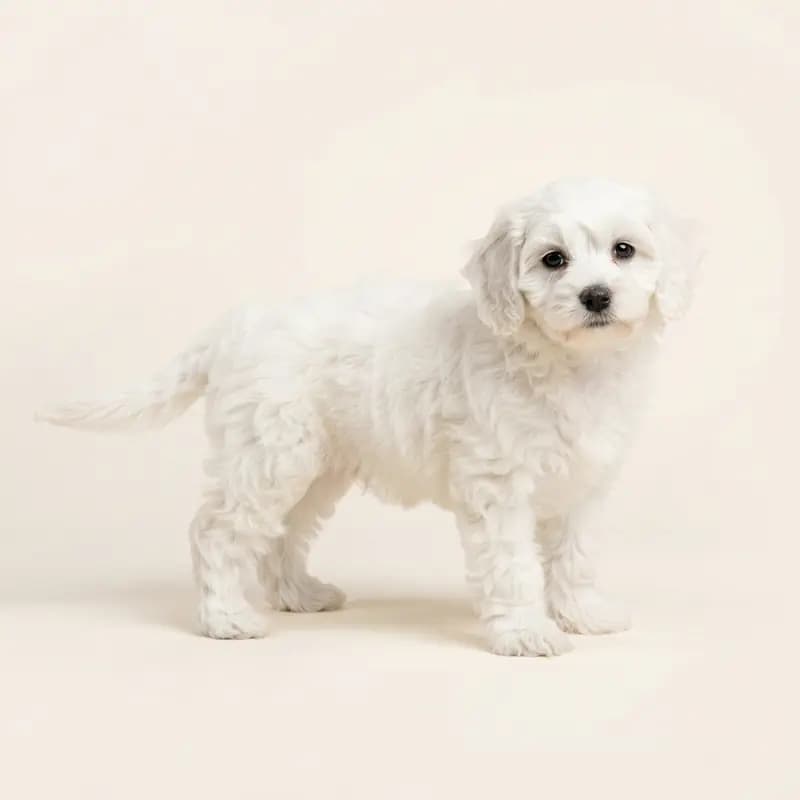 Cavapoo Welpe in Hvid