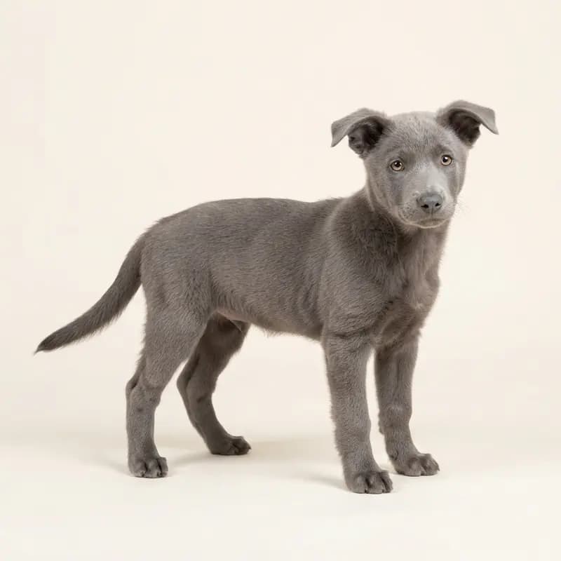 Çalışan Kelpie Welpe in Mavi