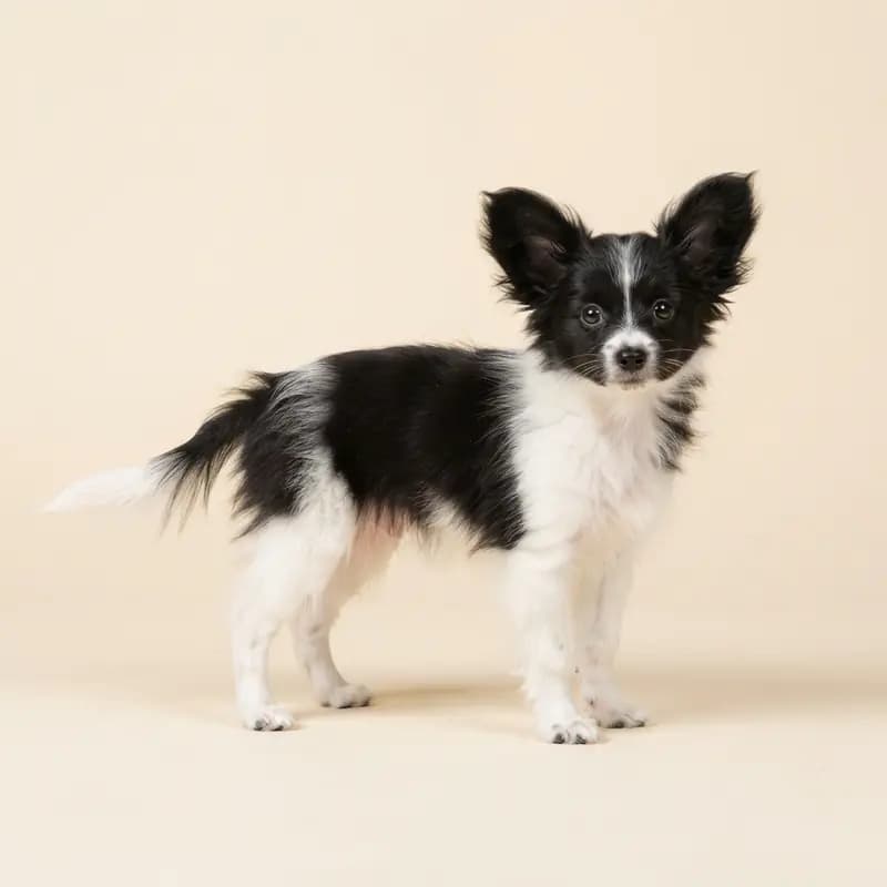 Papillon Welpe in Siyah-beyaz