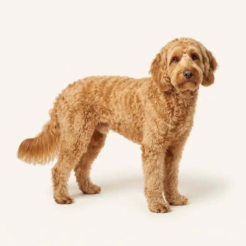 Altın sarısı renginde yetişkin Labradoodle