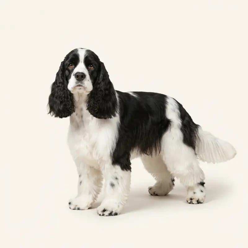 Voksen Amerikansk Cocker Spaniel i Sort-hvid