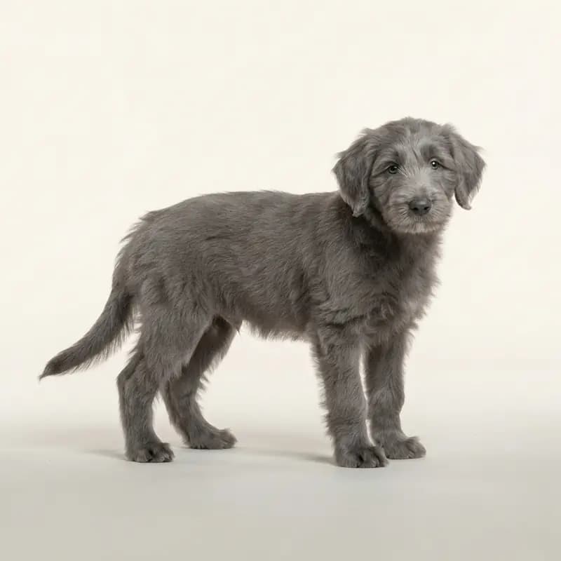 Bearded Collie Welpe in Grå